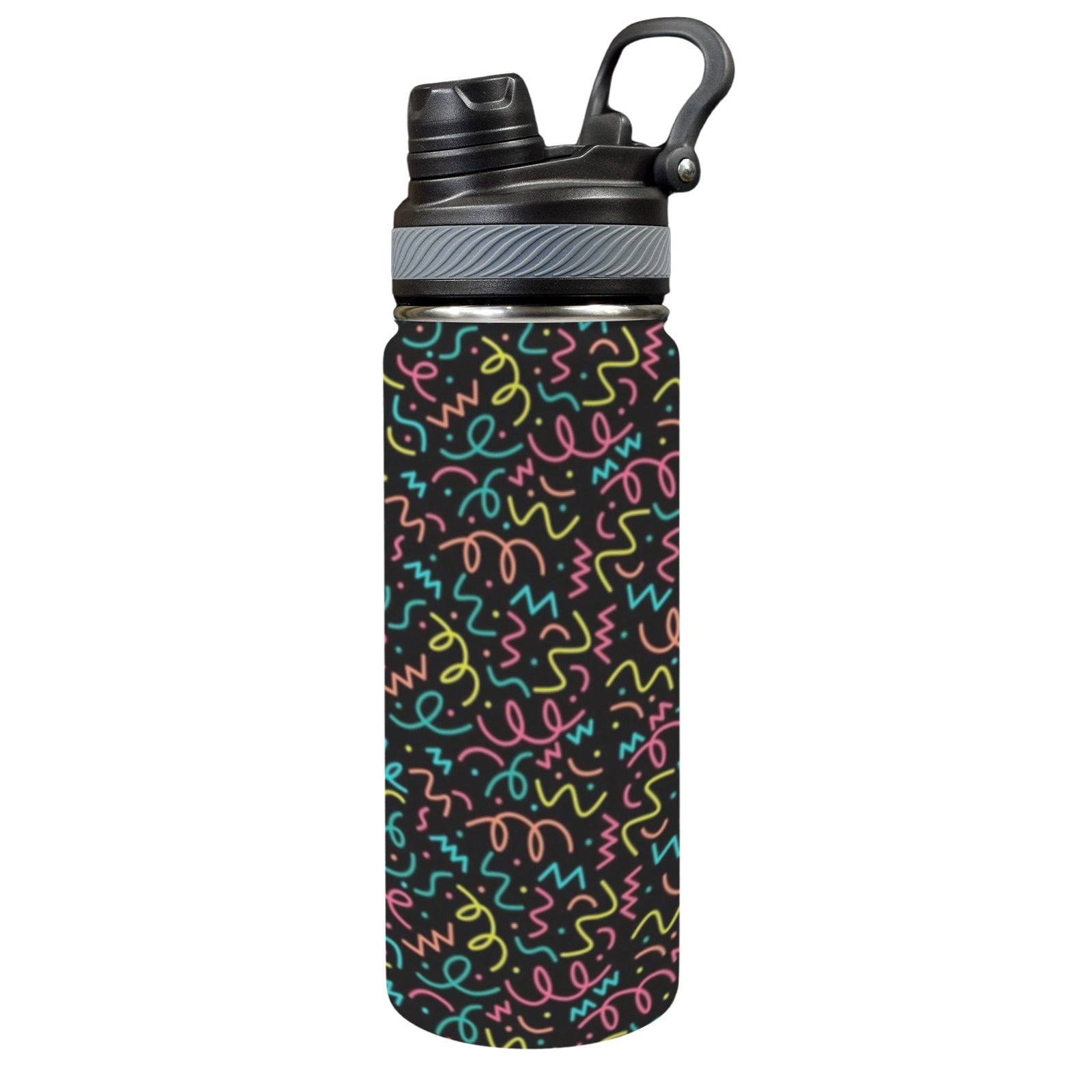 Squiggle Time - Insulated Water Bottle with Dual-Use Lid (18oz) One Size Insulated Water Bottle with Dual-Use Lid (18oz) Printed Offshore