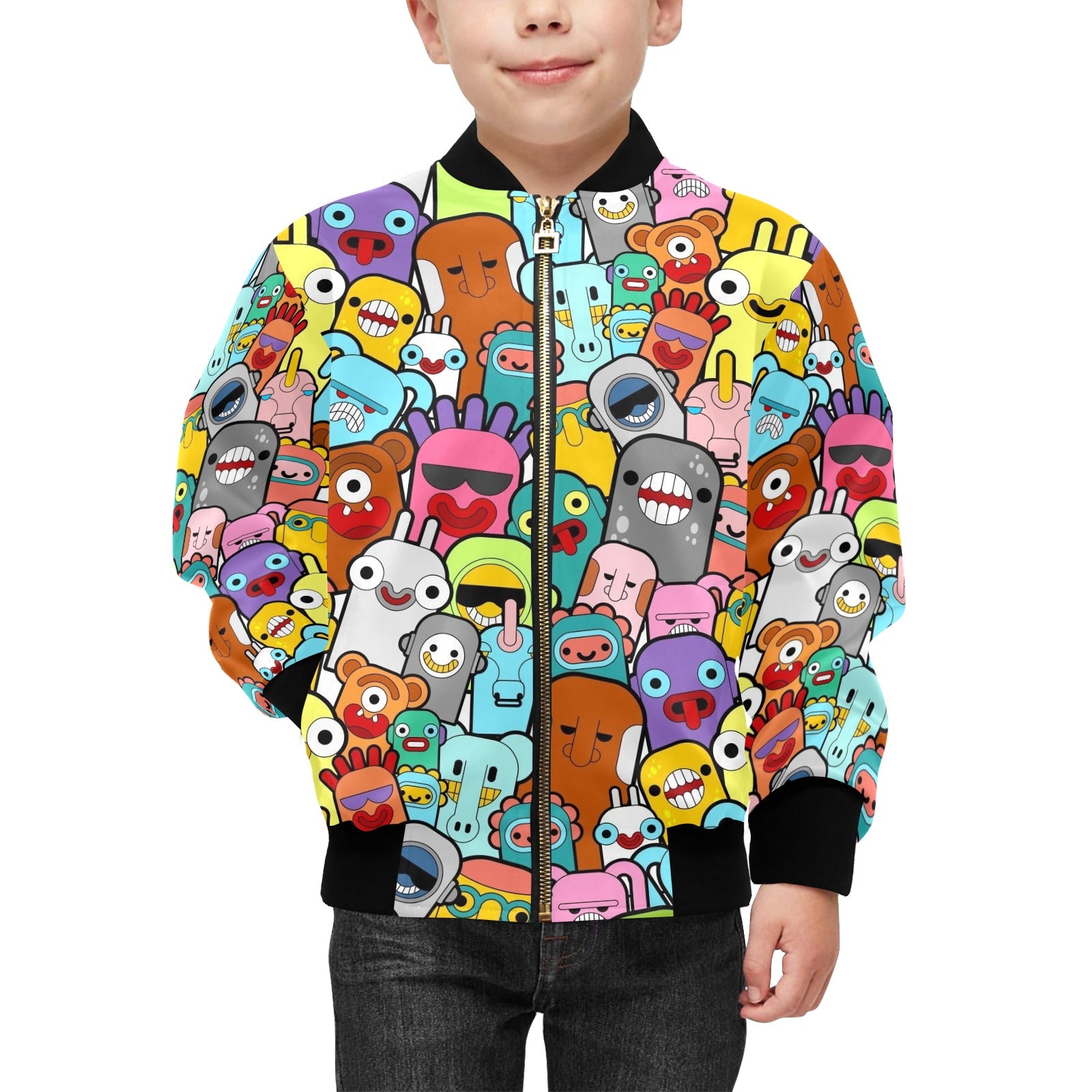Happy Monsters Kids Bomber Jacket Kids Bomber Jacket Printed Offshore Sci Fi