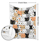 Cute Cartoon Cats - Double-Layer Fleece Blanket 51"x59"