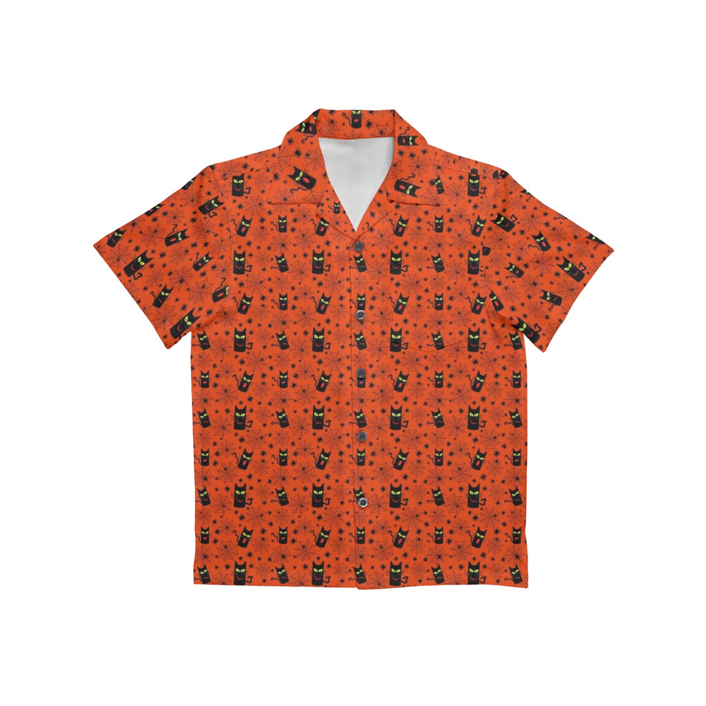 Halloween Black Cats Junior Kids Hawaiian Shirt