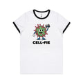 Cell-fie Cell Selfie AS Colour Women's Ringer Tee White Black Womens Ringer T-shirt Printed In Australia Science