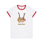 Guitars, Don't Fret - Women's Ringer Tee White Red Womens Ringer T-shirt Music Printed In Australia