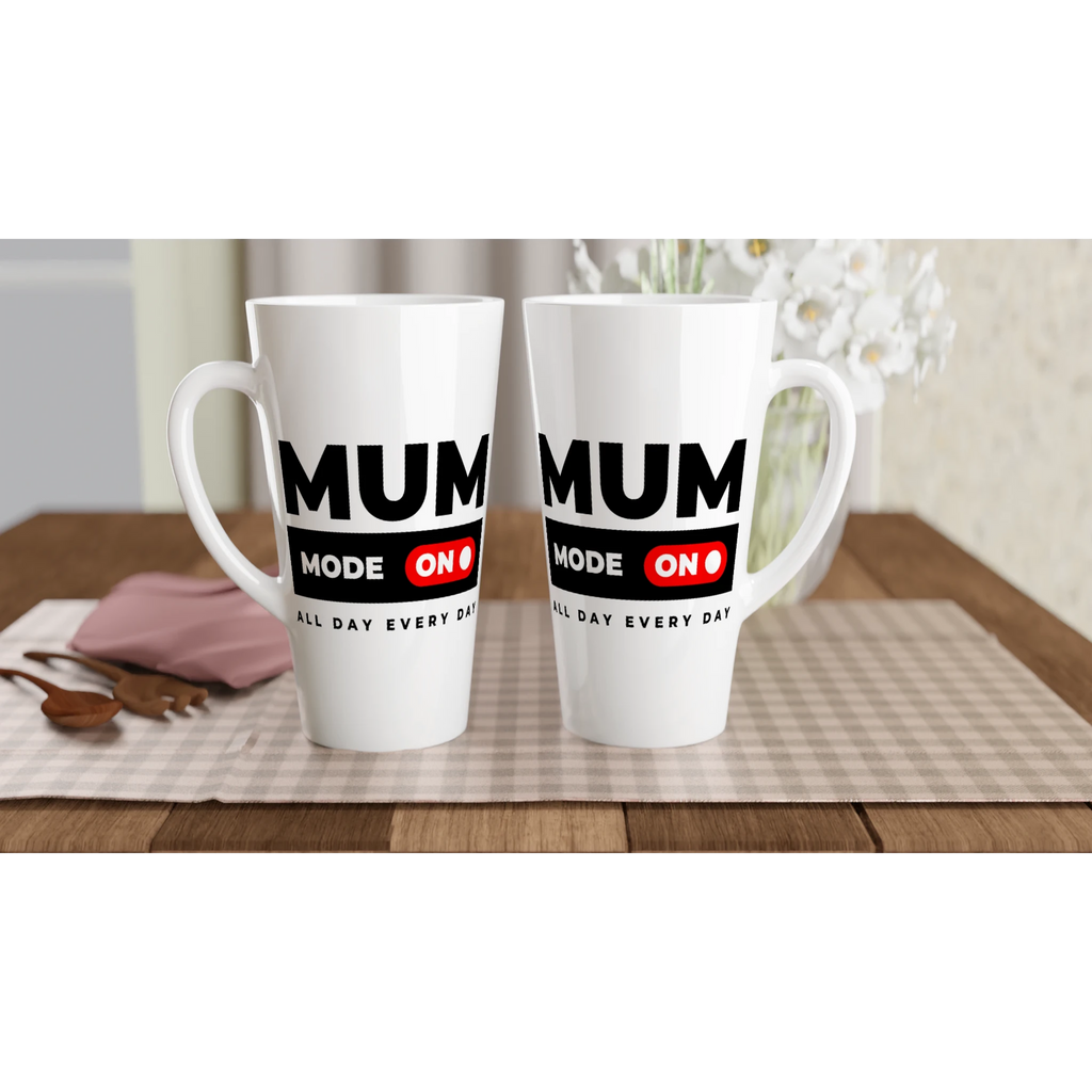 Mum Mode On - White Latte 17oz Ceramic Mug Latte Mug Globally Fulfilled Mum