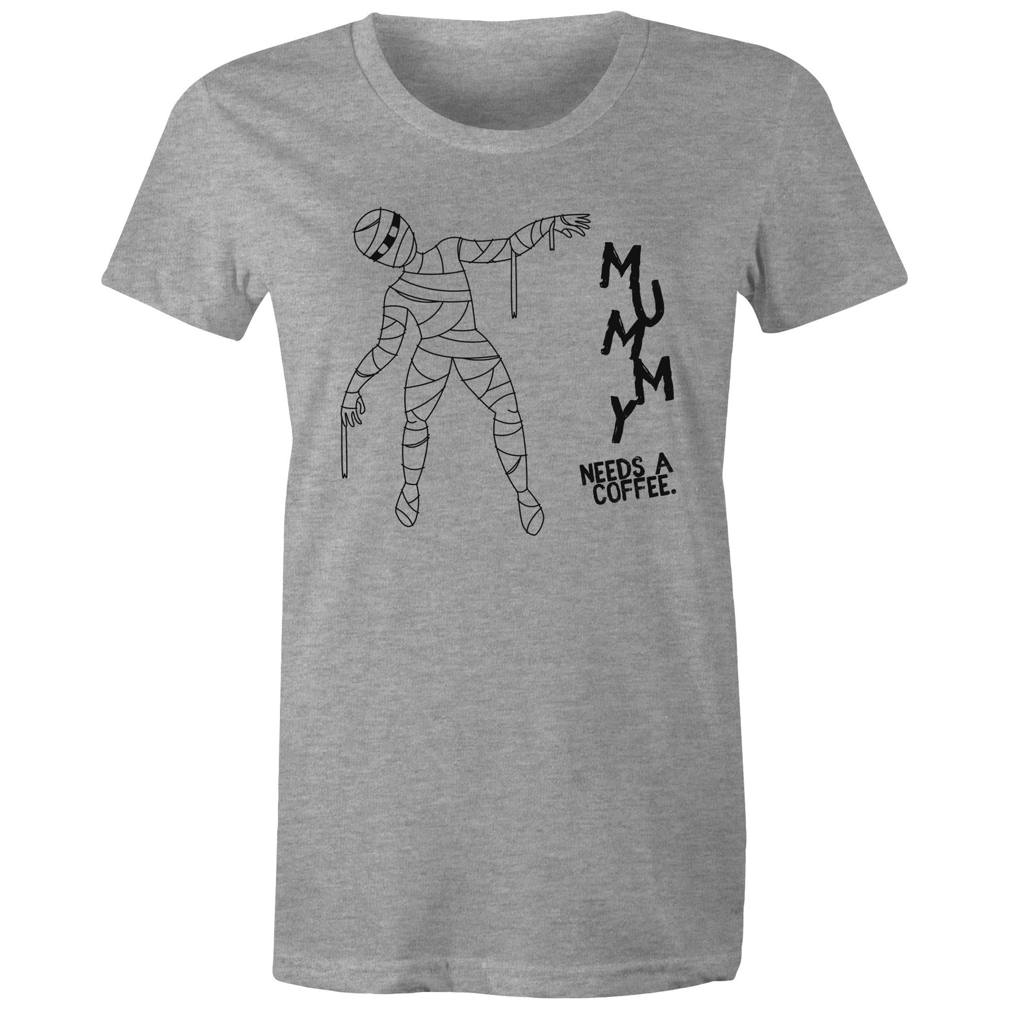 Mummy Needs A Coffee - Womens T-shirt Grey Marle Womens T-shirt Coffee Mum Printed In Australia