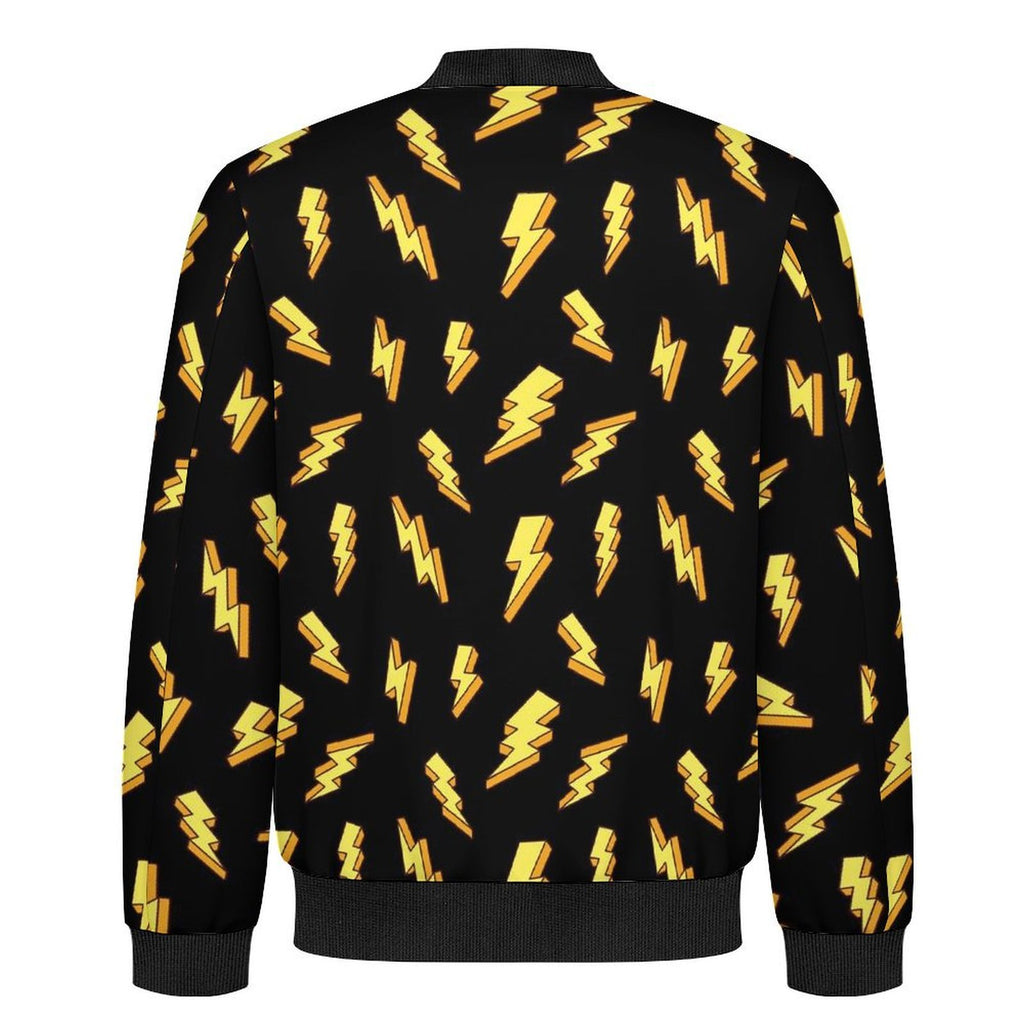 Lightning Bolts Men's Casual Zip‑Up Bomber Jacket