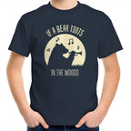 If A Bear Toots In The Woods, Saxophone Player - Kids Youth T-Shirt Navy Kids Youth T-shirt animal Music Printed In Australia