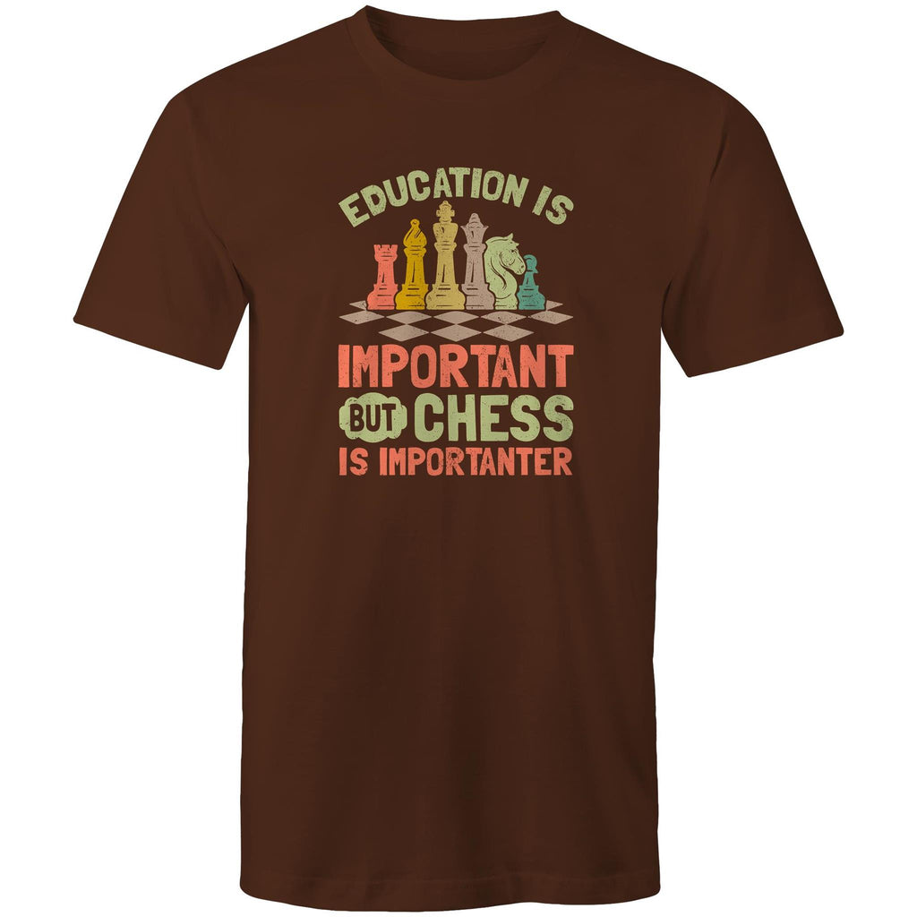 Chess And Education - Mens T-Shirt Dark Chocolate Mens T-shirt Chess Games Printed In Australia