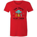 The Truth Is Out There - Womens T-shirt Red Womens T-shirt Printed In Australia Sci Fi