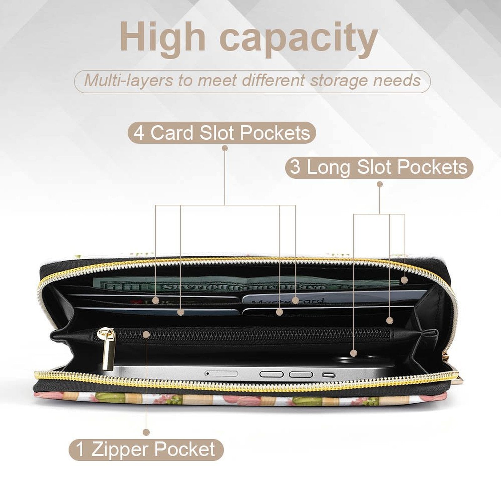 Cactus Pots And Flowers - PU Leather Wallet