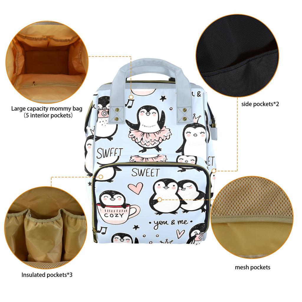 Penguin Love - Multi-Function Backpack, Nappy / Diaper Bag