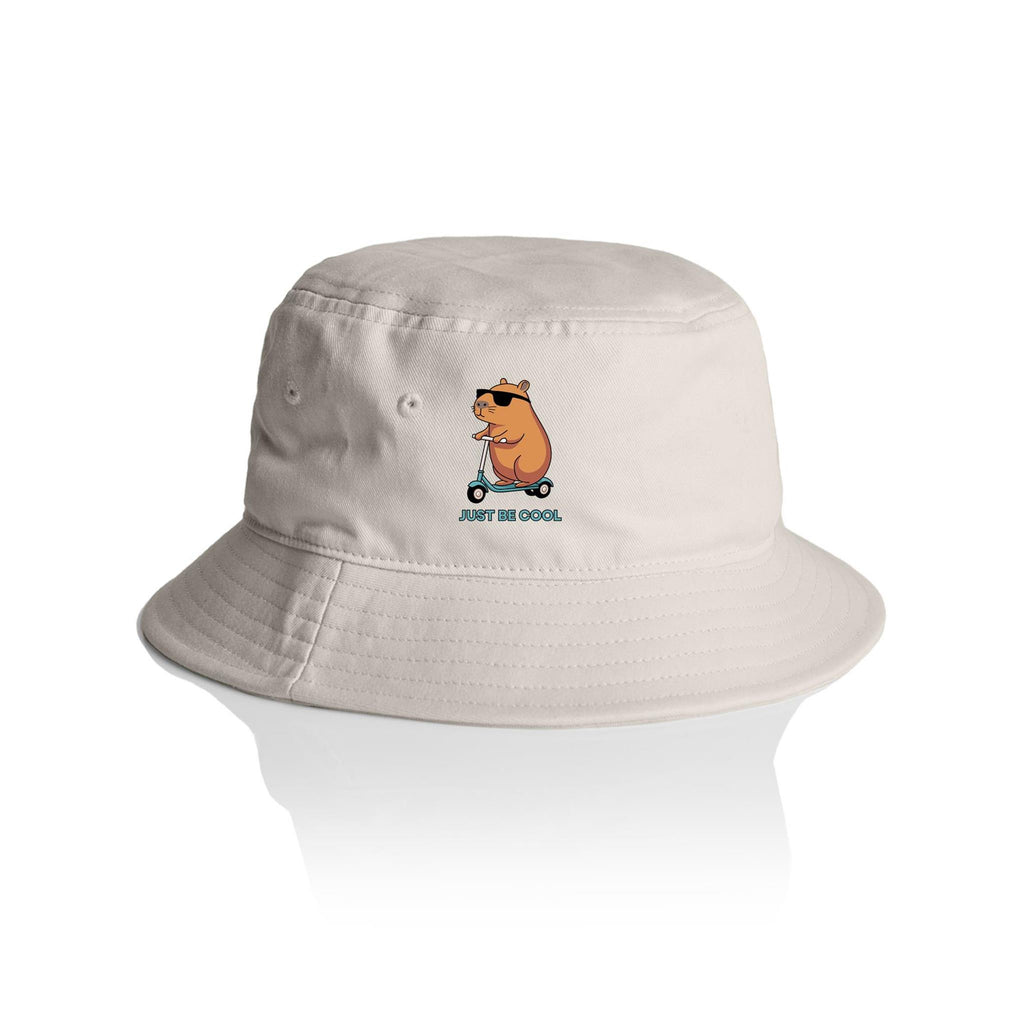 Just Be Cool, Capybara - AS Colour Bucket Hat Bone One Size As Colour Bucket Hat animal Printed In Australia