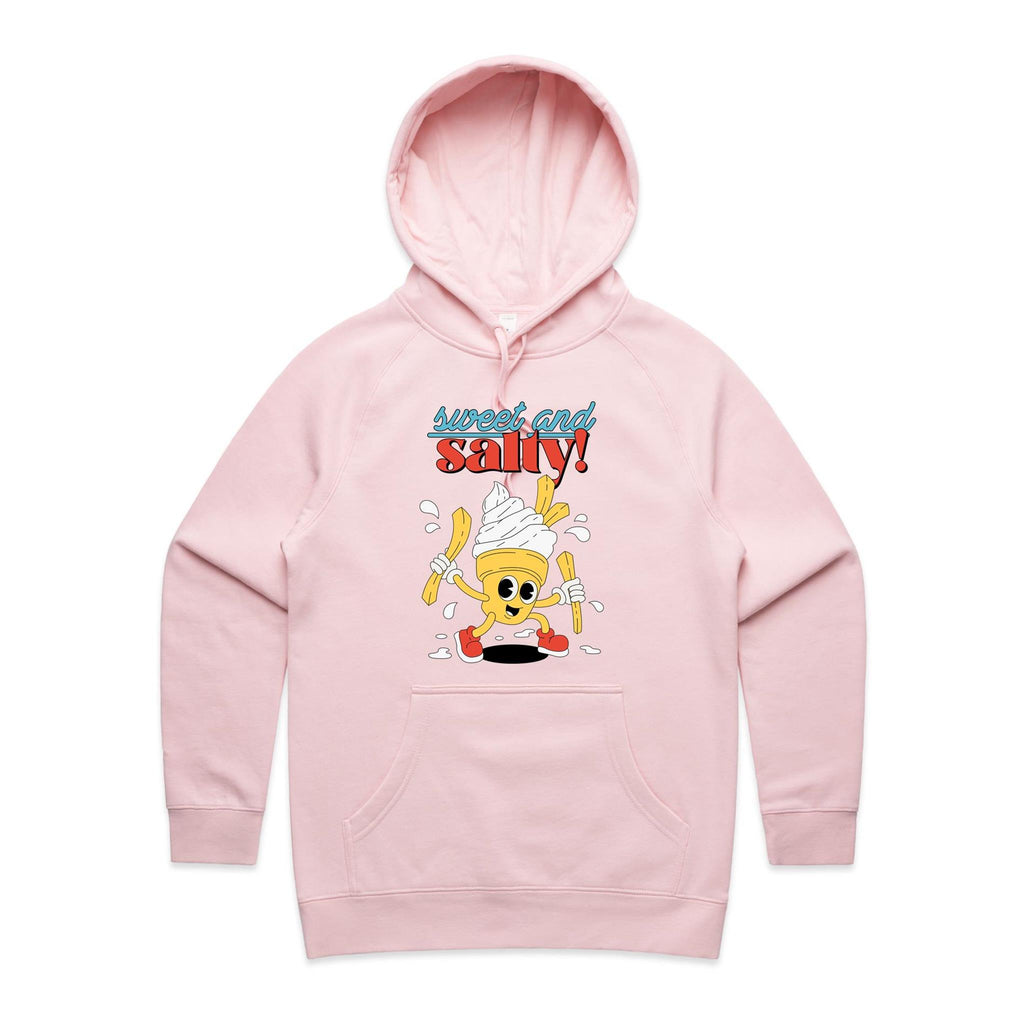 Sweet And Salty, Ice-cream And Fries - Womens Hoodie Pink Womens Hoodie Food Printed In Australia Summer