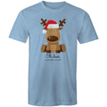 Oh Deer, Christmas Is Here, Reindeer Mens T-Shirt Carolina Blue Mens Christmas T-shirt Christmas Printed In Australia