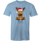 Oh Deer, Christmas Is Here, Reindeer - Mens T-Shirt Carolina Blue Mens Christmas T-shirt Christmas Printed In Australia