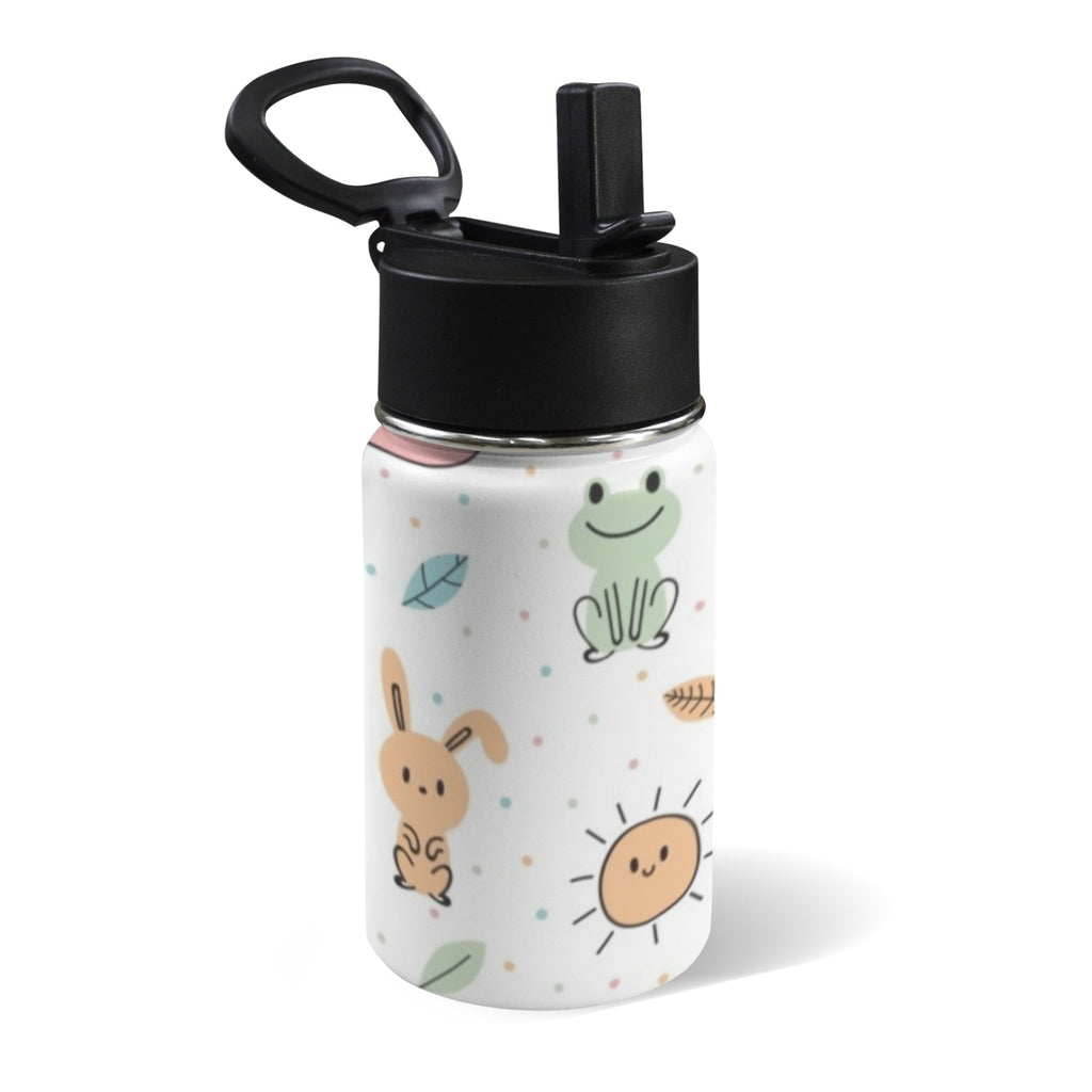 Cute Forest Creatures 12oz Kids Water Bottle with Straw Lid