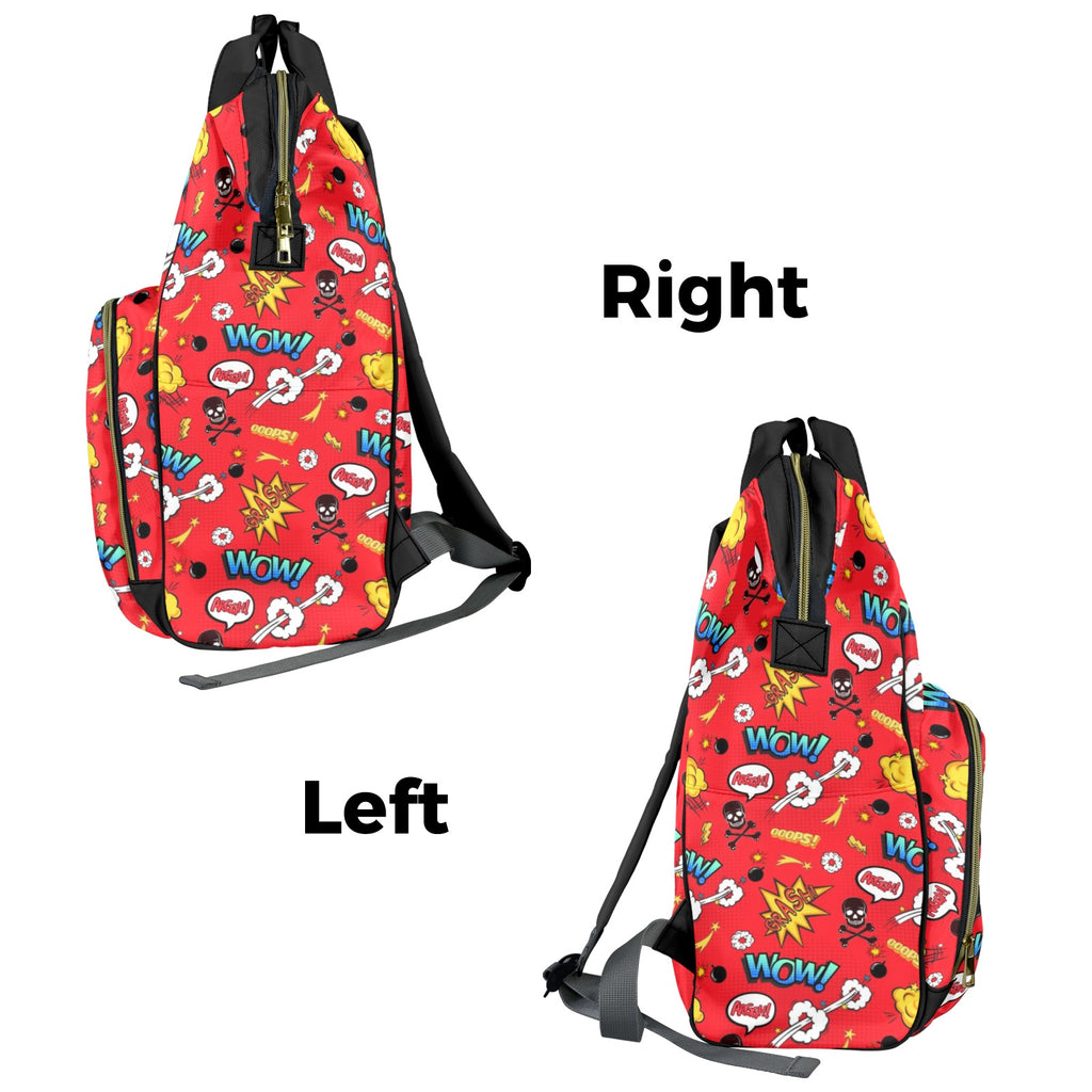 Comic Book Red - Multi-Function Backpack, Nappy / Diaper Bag