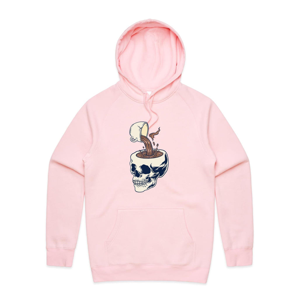 Coffee Skull - Mens Hoodie Pink Mens Hoodie Coffee Printed In Australia