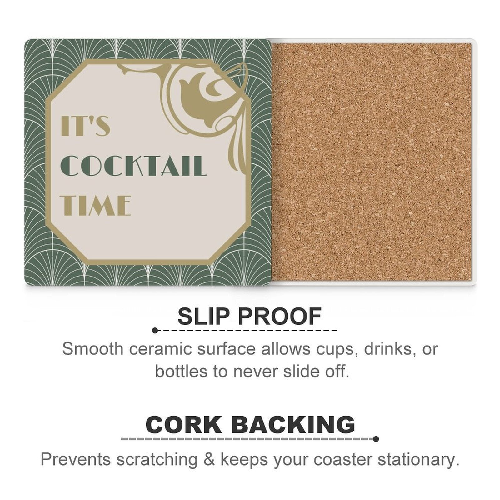 It's Cocktail Time - Ceramic Coasters (Square) Ceramic Coasters Printed Offshore