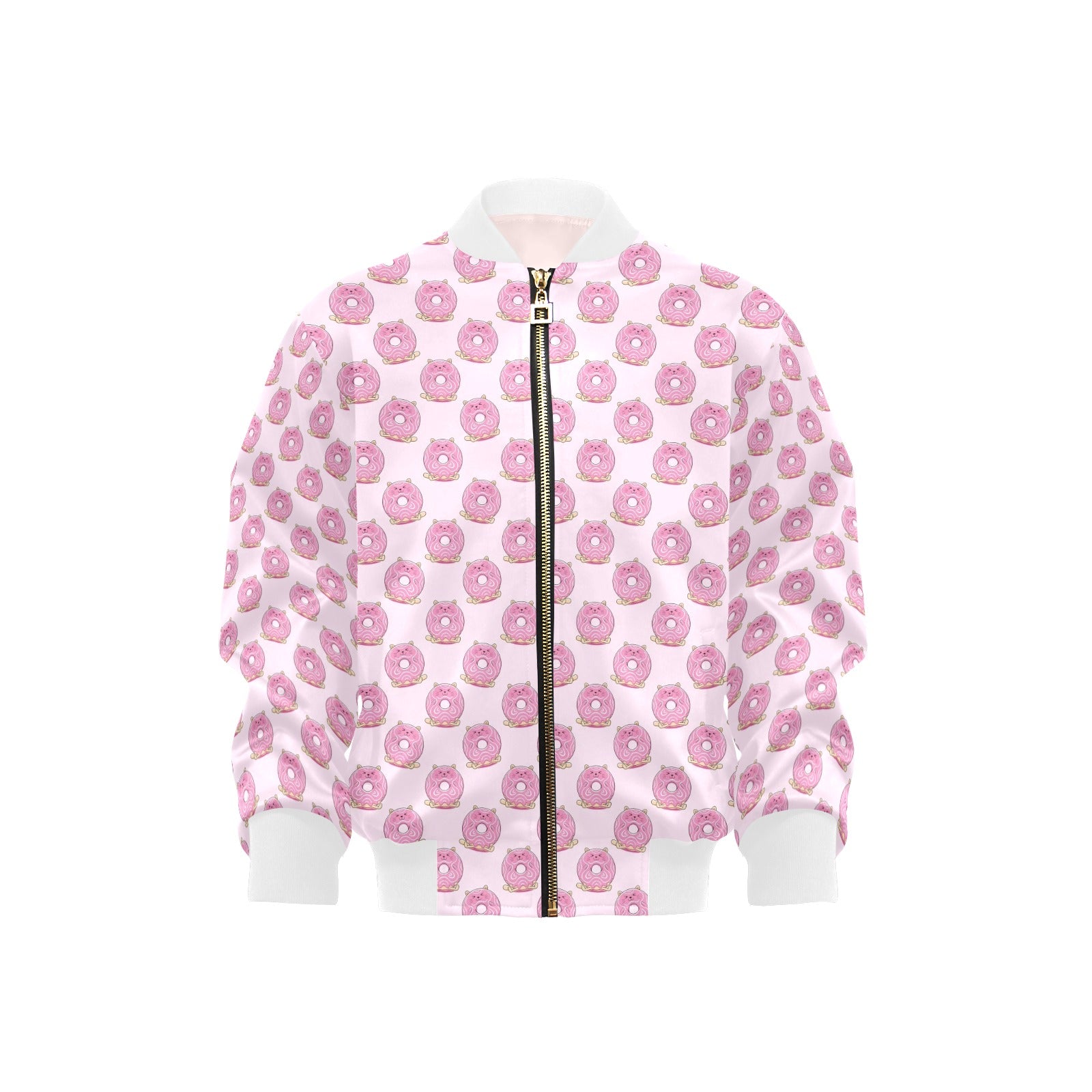 Pink Cat Doughnuts Kids Bomber Jacket