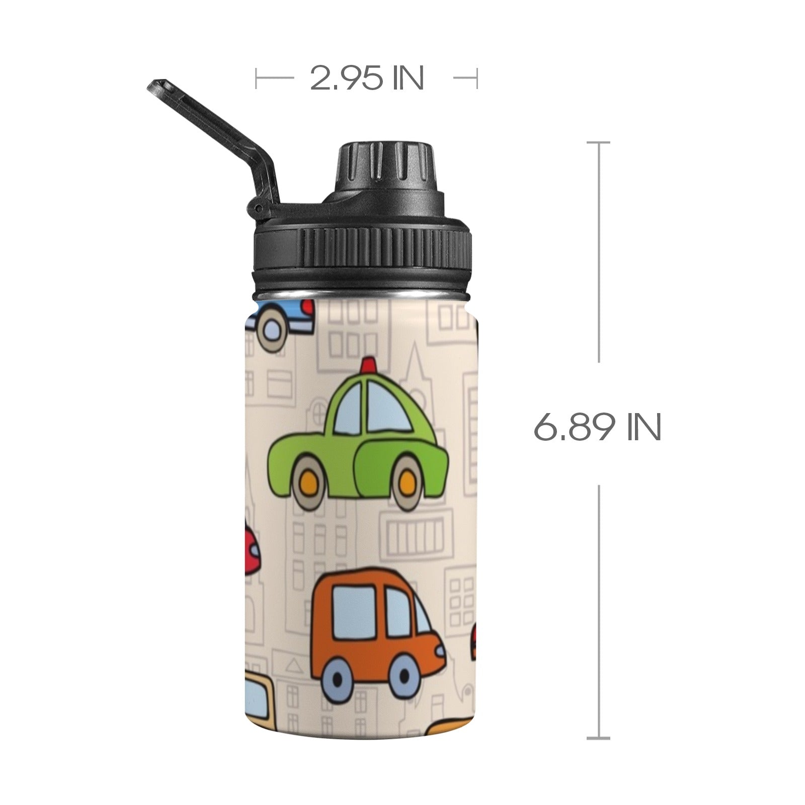 Kids Cars - Kids Water Bottle with Chug Lid (12 oz) One Size Kids Water Bottle with Chug Lid Printed Offshore
