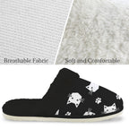 Geometric Cat Faces Women's Fur Trim Thick-Sole Indoor Slippers Women's Fur Trimmed Slippers animal Printed Offshore