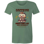 Caffeine Maintains My Sunny Personality - Womens T-shirt Sage Womens T-shirt Coffee Printed In Australia