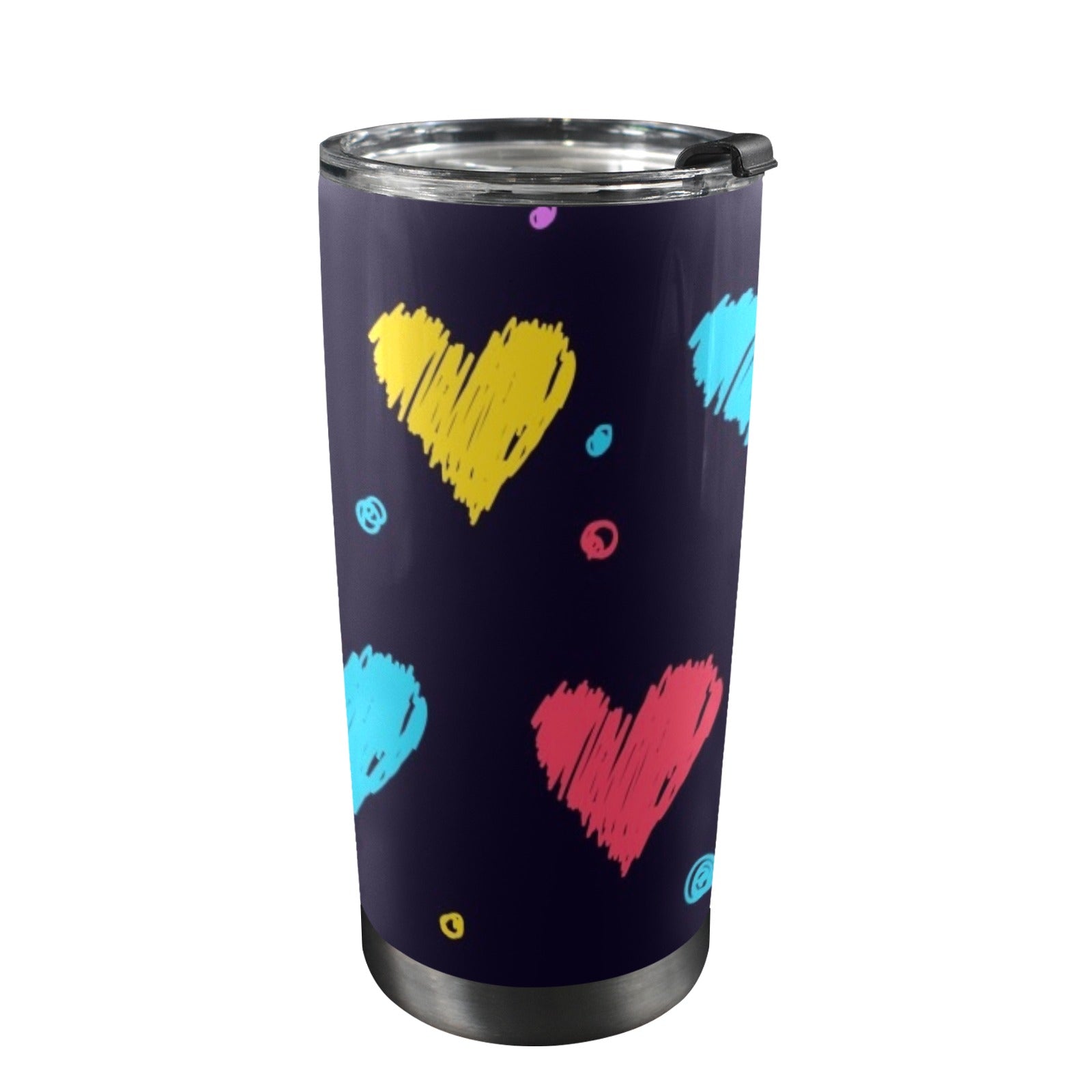 Colourful Hearts - 20oz Mobile Tumbler with Lid (Black Lock)