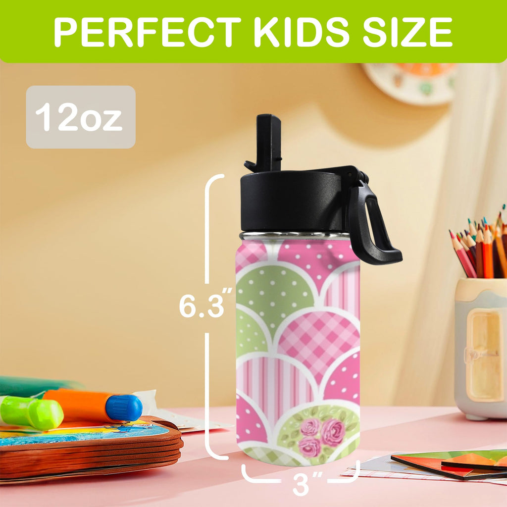 Floral Tabs 12oz Kids Water Bottle with Straw Lid