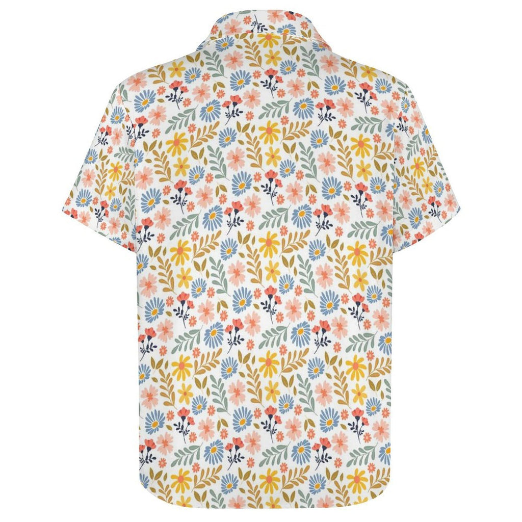 Boho Flowers And Leaves Women's Short-Sleeve Button Up Shirt Women's Short-Sleeve Button Up Shirt Printed Offshore