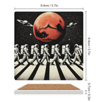Astronauts Crossing Road - Ceramic Coasters (Square) Ceramic Coasters Printed Offshore Space