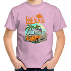 Hello Sunshine, Beach Van - Kids Youth T-Shirt Pink Kids Youth T-shirt Printed In Australia Retro Summer Surf