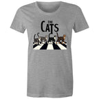 The Cats, Fab Four Crossing Road - Womens T-shirt Grey Marle Womens T-shirt animal Music Printed In Australia
