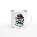 Personalise - Coolest Dad Ever - White 12oz Enamel Mug Personalised Enamel Mug customise Dad Globally Fulfilled personalise
