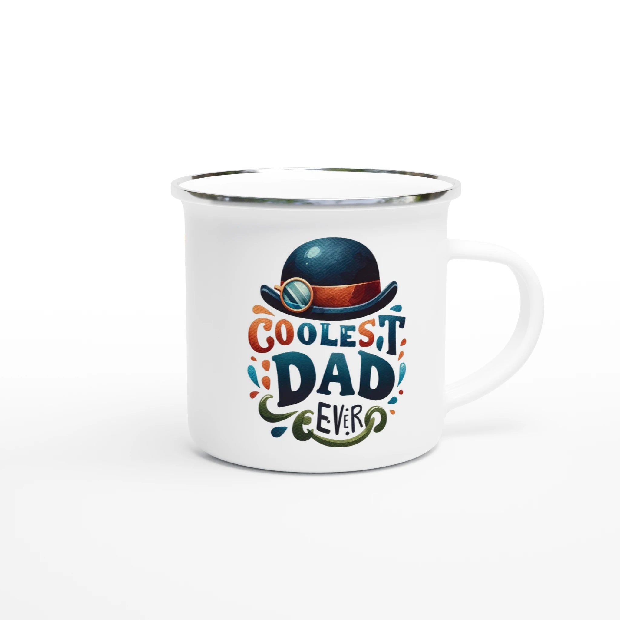 Personalise - Coolest Dad Ever - White 12oz Enamel Mug Personalised Enamel Mug customise Dad Globally Fulfilled personalise