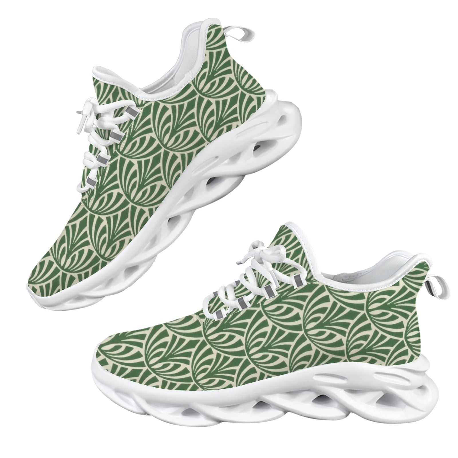 Green Pattern Women's Twisted Sole Sneakers