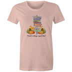 Travel Is Always A Good Idea - Womens T-shirt Pale Pink Womens T-shirt Printed In Australia