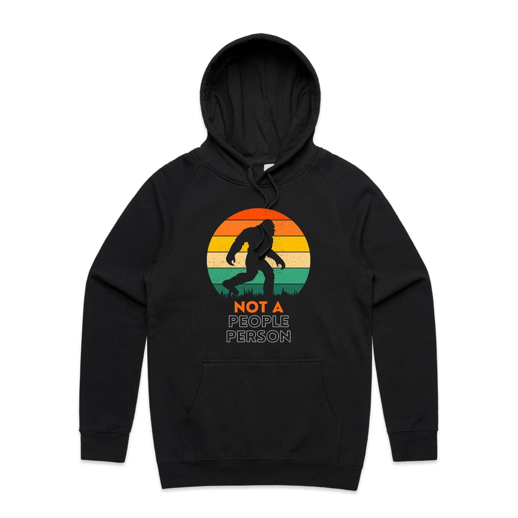 Not A People Person, Yeti, Bigfoot - Mens Hoodie Black Mens Hoodie Printed In Australia