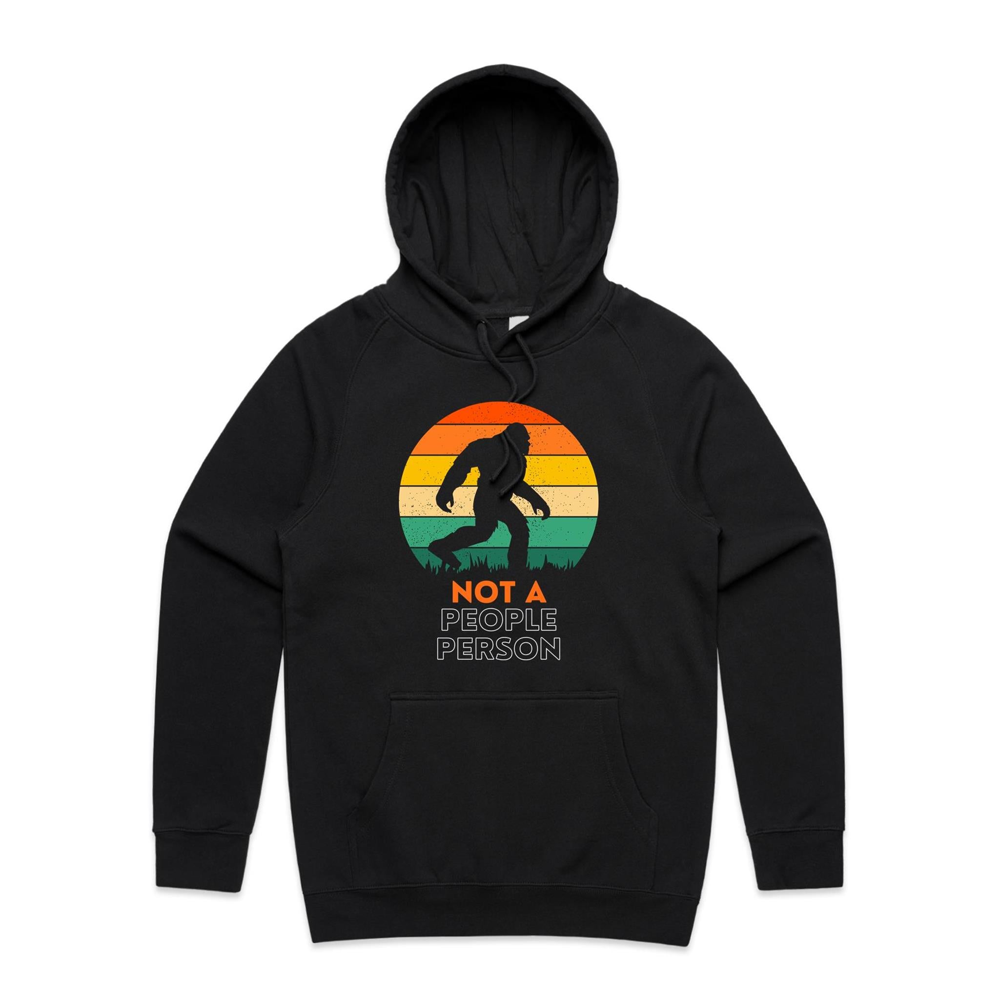 Not A People Person, Yeti, Bigfoot - Mens Hoodie Black Mens Hoodie Printed In Australia