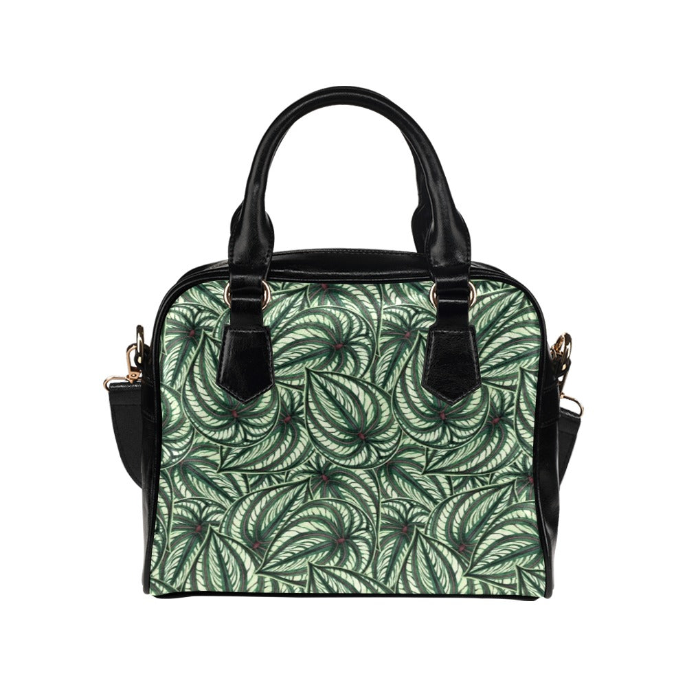 Stripy Leaves Shoulder Handbag