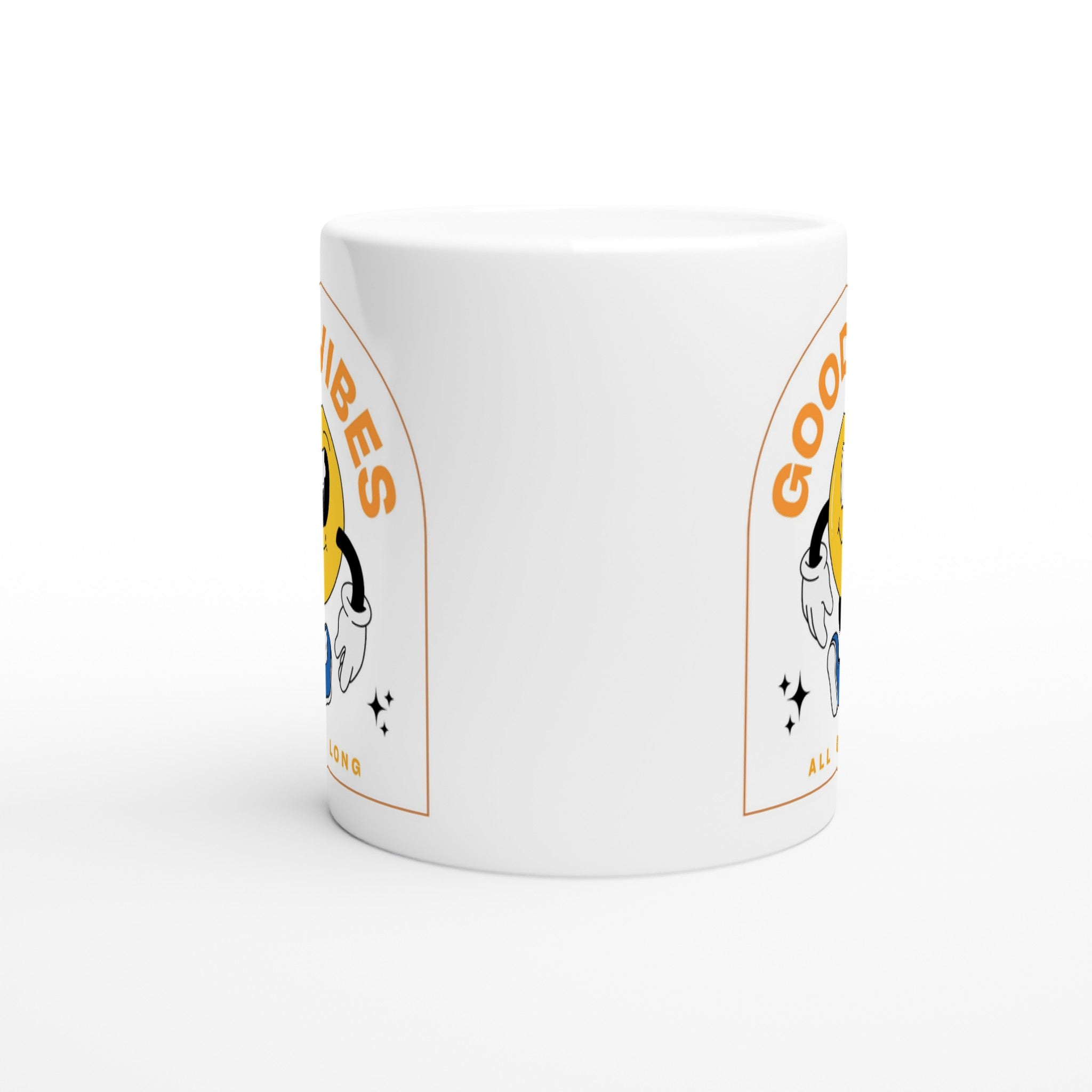 Good Vibes All Day Long - White 11oz Ceramic Mug White 11oz Mug Globally Fulfilled Positivity