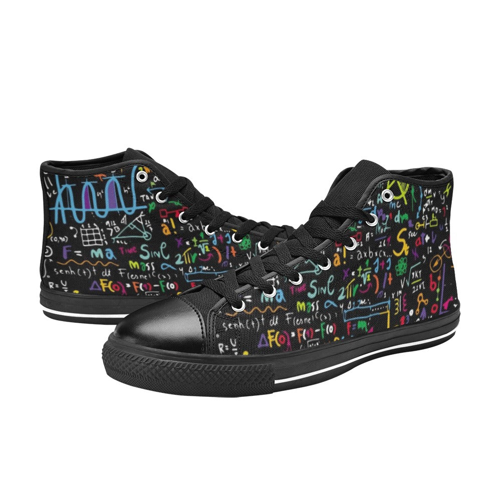 Math Scribbles - Kids High Top Canvas Shoes