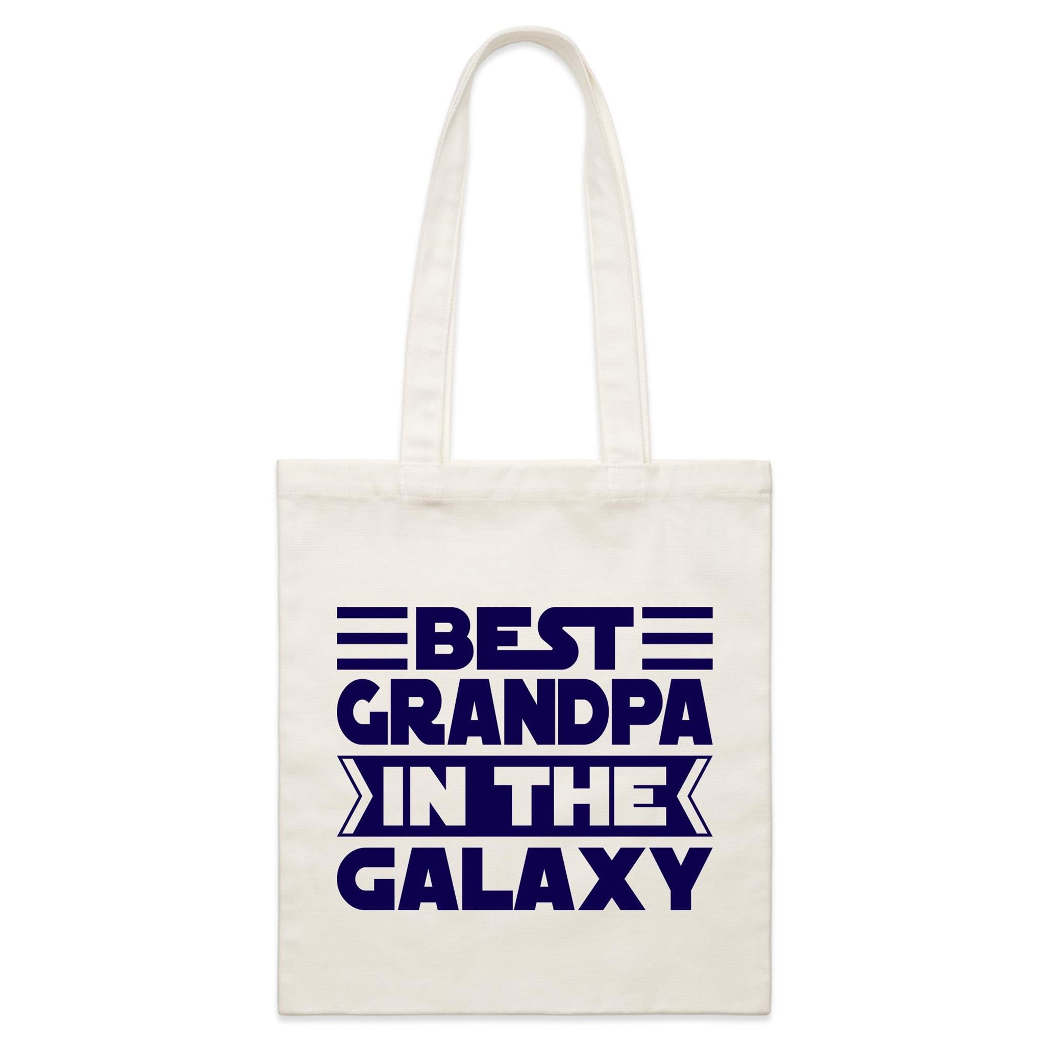 Best Grandpa In The Galaxy - Parcel Canvas Tote Bag Default Title Small Tote Bag Dad Printed In Australia