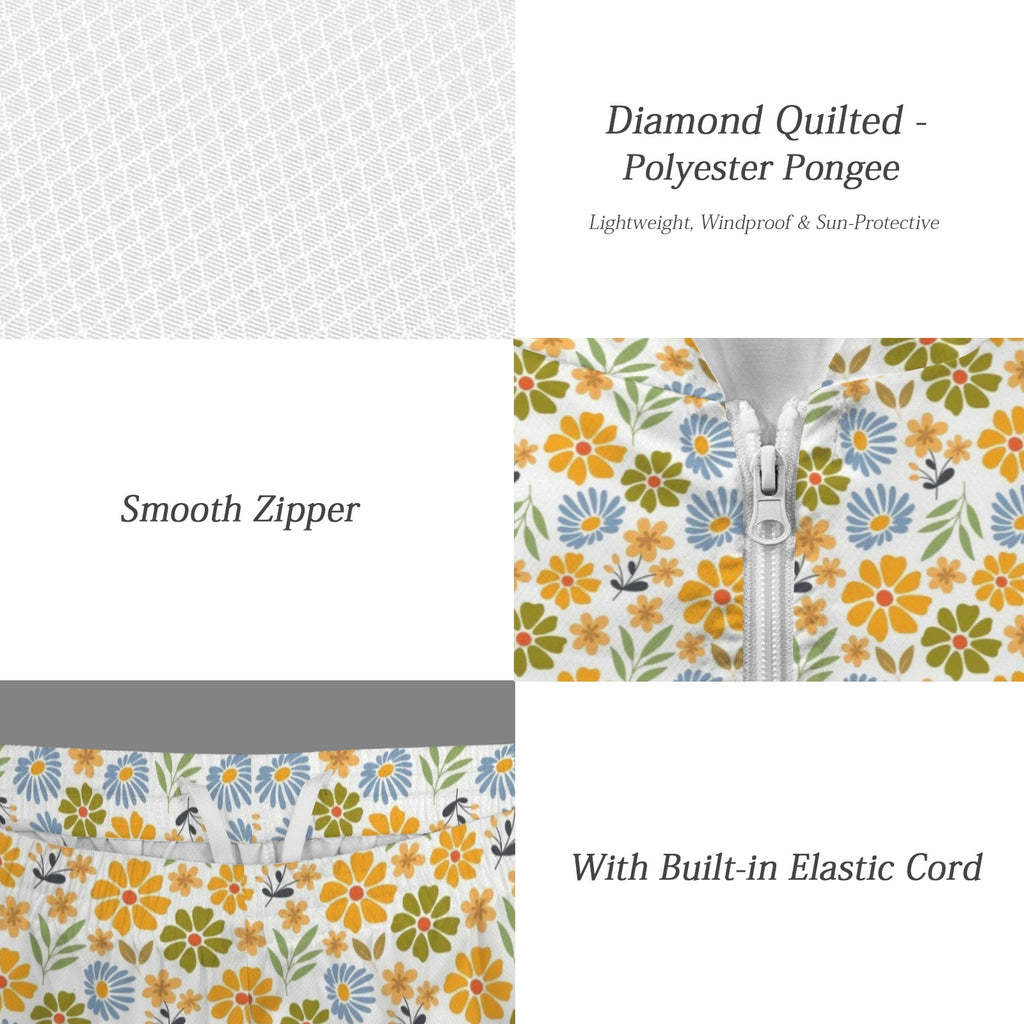Retro Boho Flower Men's Lightweight Sun Hoodie & Shorts Set Men's Lightweight Sun Hoodie & Shorts Plants Printed Offshore