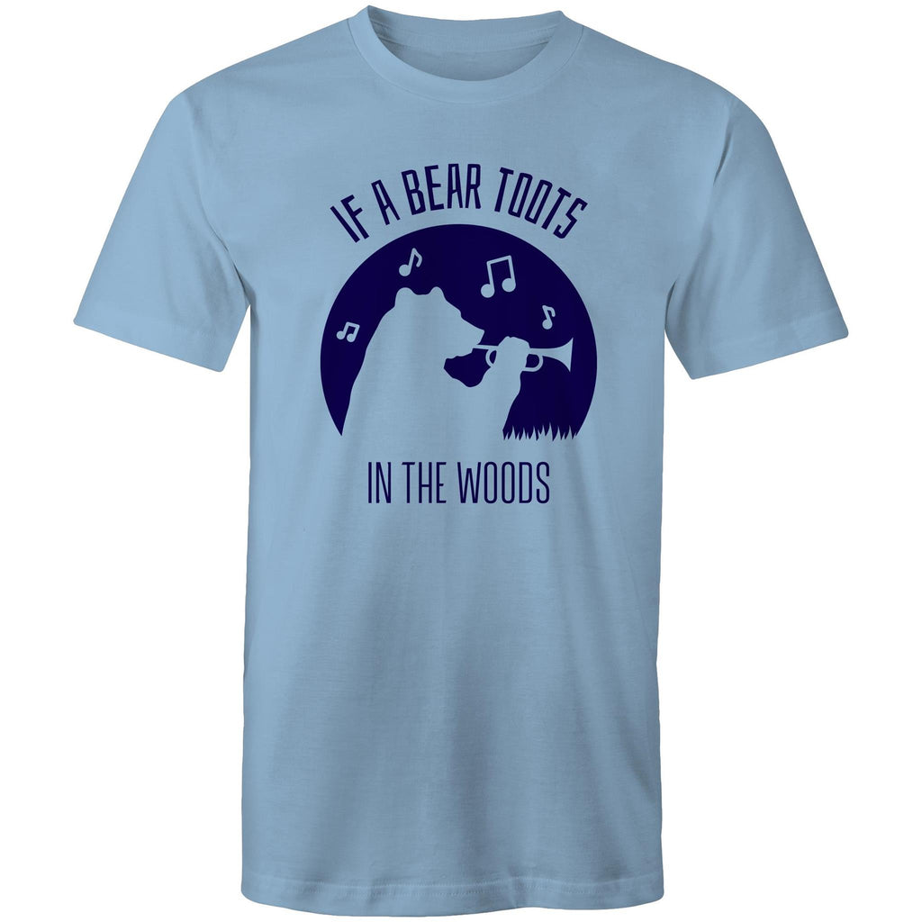 If A Bear Toots In The Woods, Trumpet Player - Mens T-Shirt Carolina Blue Mens T-shirt animal Music Printed In Australia