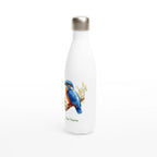 Personalise - Kingfisher, Australian Birds - White 17oz Stainless Steel Water Bottle Personalised Water Bottle animal Globally Fulfilled