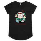 Cool Beans, Coffee - Womens Scoop Neck T-Shirt Black Womens Scoop Neck T-shirt Coffee Printed In Australia