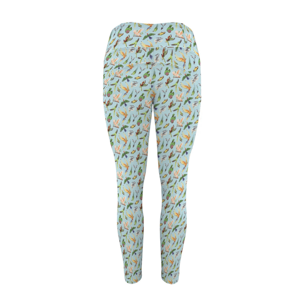 Parrots Women's High Waist Pockets Yoga Leggings Women's High Waist Pockets Yoga Leggings Birds Printed Offshore
