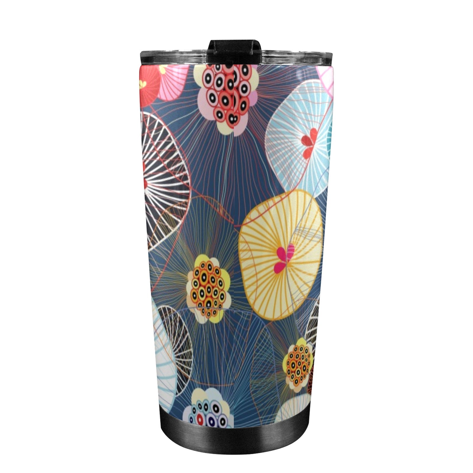 Abstract Floral - 20oz Mobile Tumbler with Lid (Black Lock) 20oz Travel Mug Printed Offshore