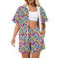 Graphic 80's Women's Windbreaker Short Set 2XL Women's Windbreaker Short Set Printed Offshore Retro