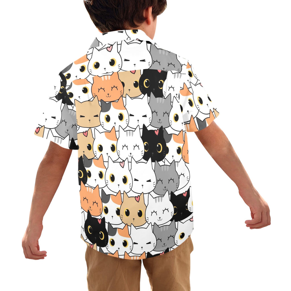 Cute Cartoon Cats - Junior Kids Hawaiian Shirt